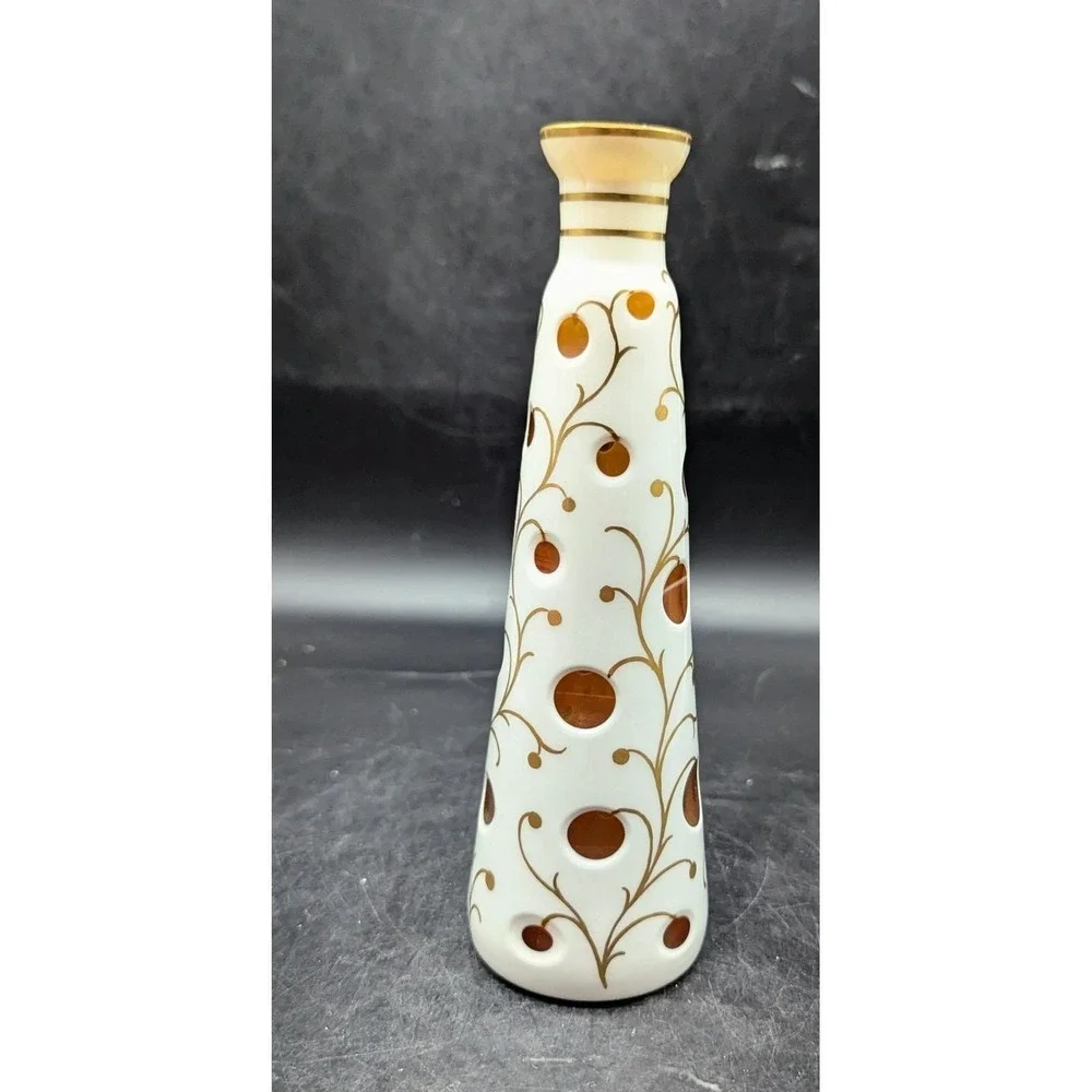 Vintage‎ German Bohemian Amber Cased Glass 9
